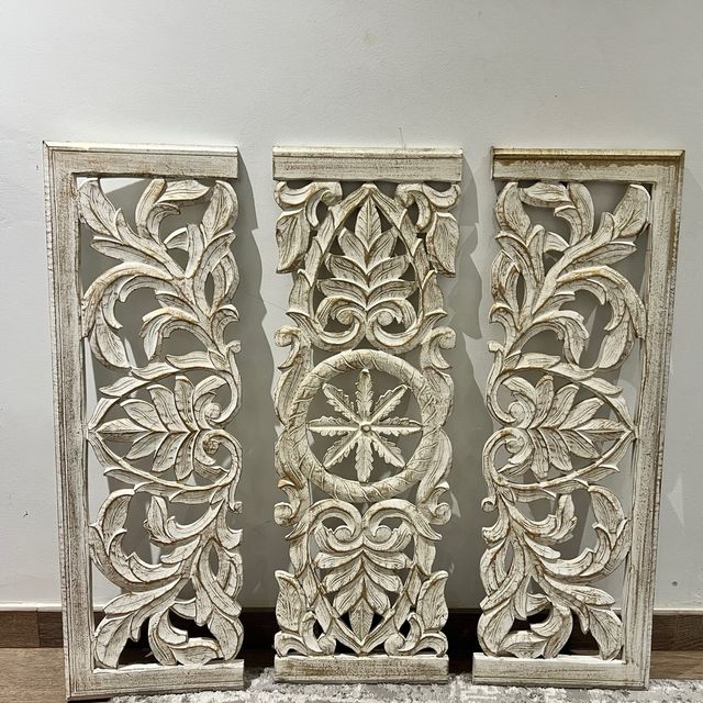3 piezas | Decorativo madera tallada