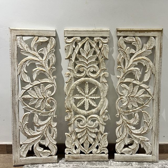 3 piezas | Decorativo madera tallada