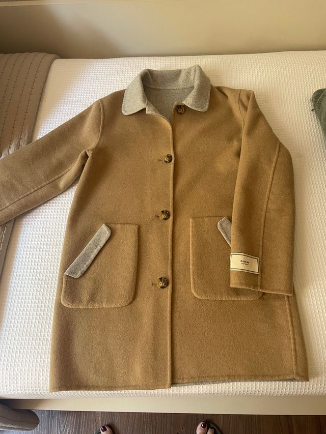 Abrigo niña Bass10 - camel/gris claro