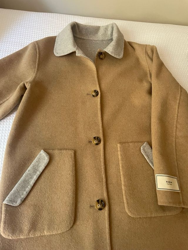 Abrigo niña Bass10 - camel/gris claro