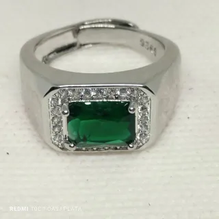Anillo HOMBRE Sello Plata S925 verde / azul