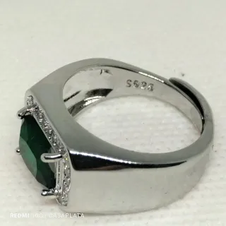 Anillo HOMBRE Sello Plata S925 verde / azul