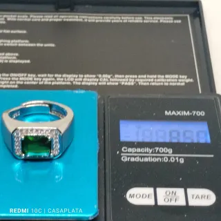 Anillo HOMBRE Sello Plata S925 verde / azul