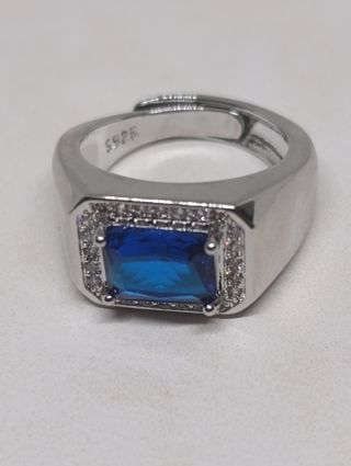 Anillo HOMBRE Sello Plata S925 verde / azul