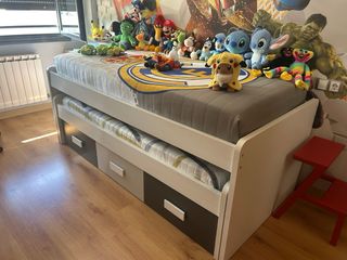 Cama nido infantil - Gris y blanco
