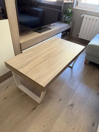 Mesa centro madera-metal blanca