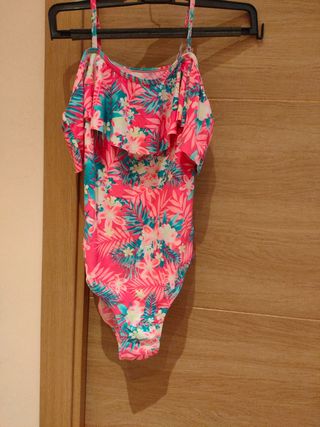 Bañador niña flores rosa - Nuevo