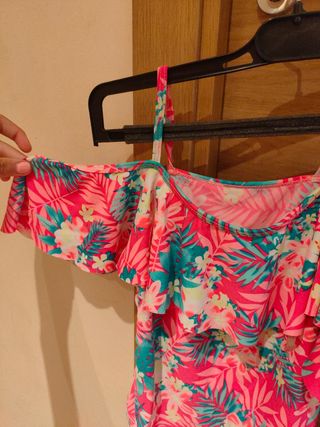 Bañador niña flores rosa - Nuevo