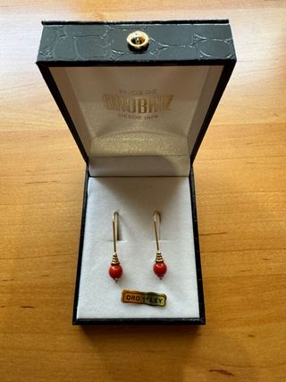 Pendientes Orobriz oro 1ª ley coral