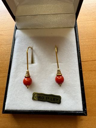 Pendientes Orobriz oro 1ª ley coral