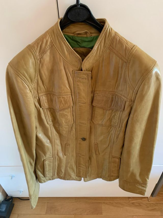 Chaqueta piel marrón mujer