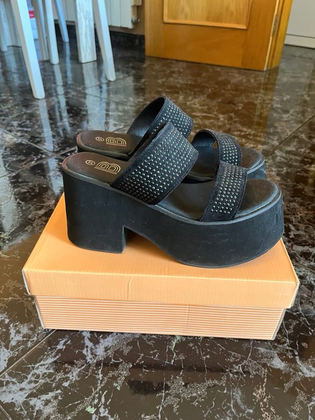 Sandalias plataforma negras talla 37