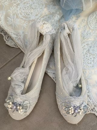 Vestido comunión niña blanco-azul
Talla 10 