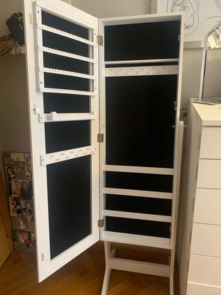 Espejo joyero blanco con almacenaje