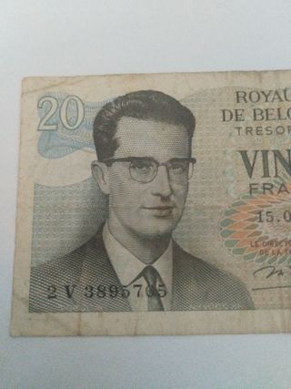 Billete 20 Francos Belgas antiguo