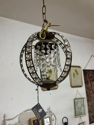 Lámpara lágrimas redonda dorada