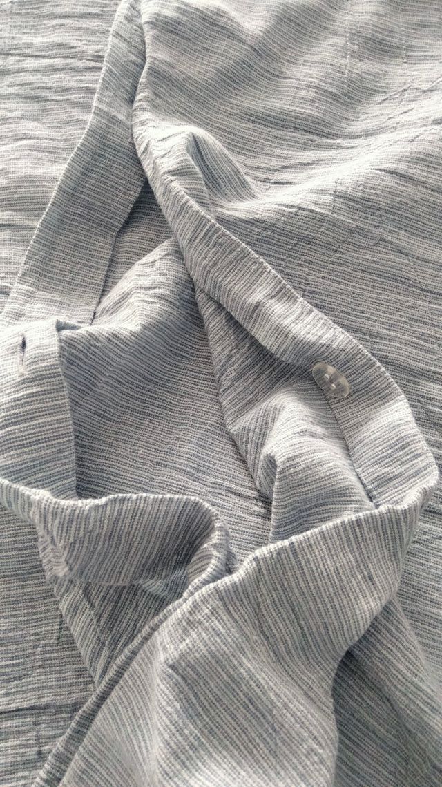 Colcha algodón y lino azul-blanco