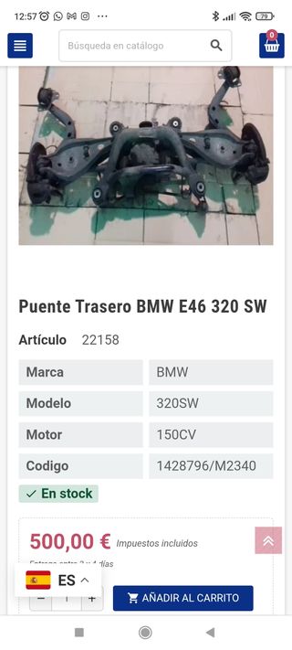 Puente Trasero BMW E46 320Cd
