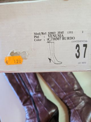 Botas Piel burdeos - Tacón Bajo