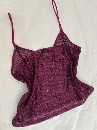 Top lentejuelas Zara S - morado
