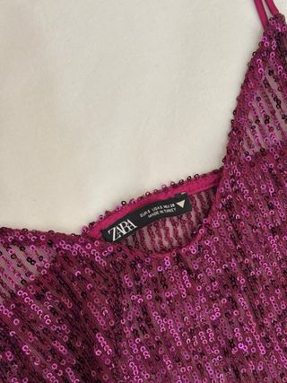 Top lentejuelas Zara S - morado