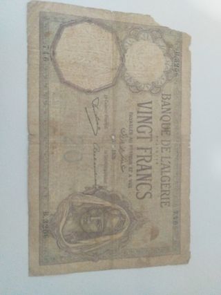 Billete 20 Francos Argelia 1939