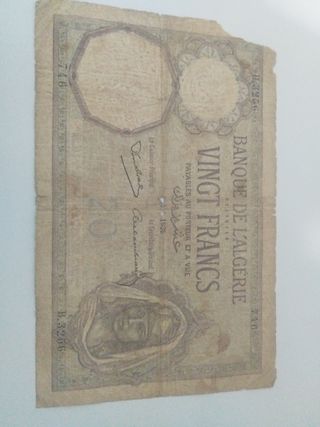 Billete 20 Francos Argelia 1939