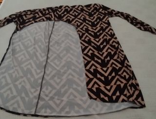 Falda larga geométrica marrón-beige