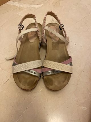 Sandalias cuña Cool Way beige/rosa