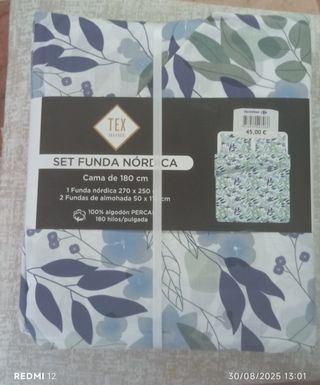 Funda nórdica 180cm -100% Algodón. Precintada