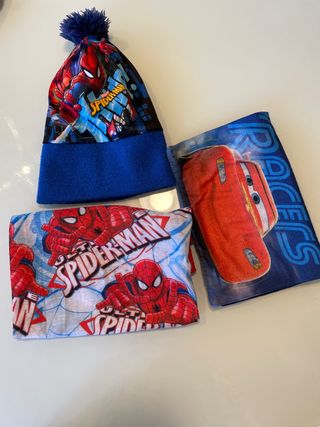 Gorro y bufandas infantiles Spiderman-Cars
