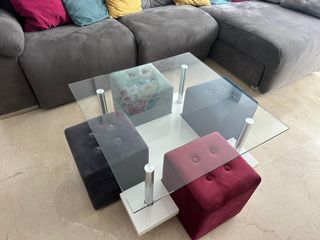 MESA CENTRO 4 PUFF MODERNO