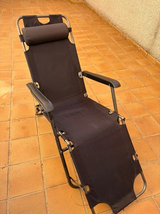 Tumbona Plegable Negra x2