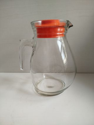 Caraffa vetro trasparente con tappo arancione