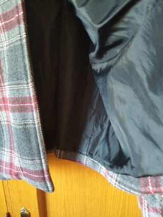 Abrigo cuadros mujer - Rojo Gris