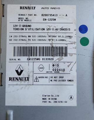 Radio Renault EN-1225W 8200735413