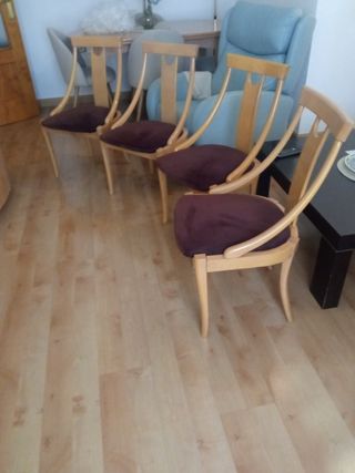 4 sillas comedor madera - terciopelo