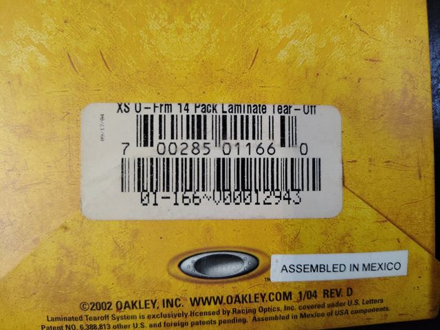 2 packs de tirables tearoff Oakley O Frame XS