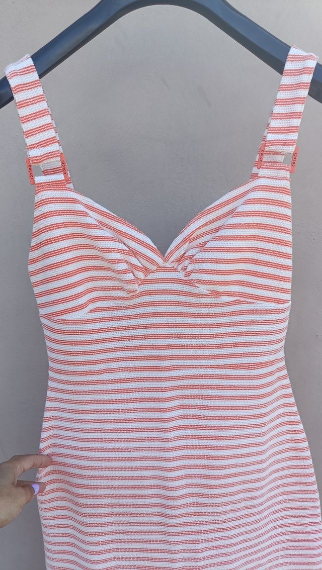 Vestido Colcci rayado naranja-blanco