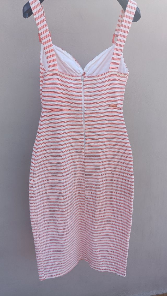 Vestido Colcci rayado naranja-blanco