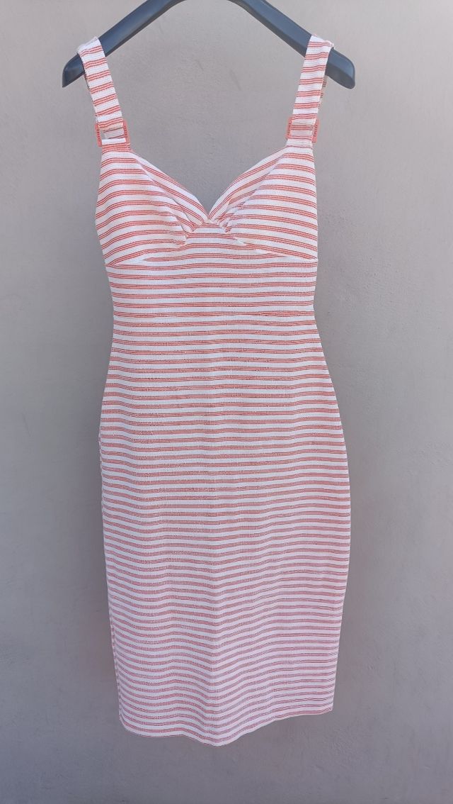 Vestido Colcci rayado naranja-blanco