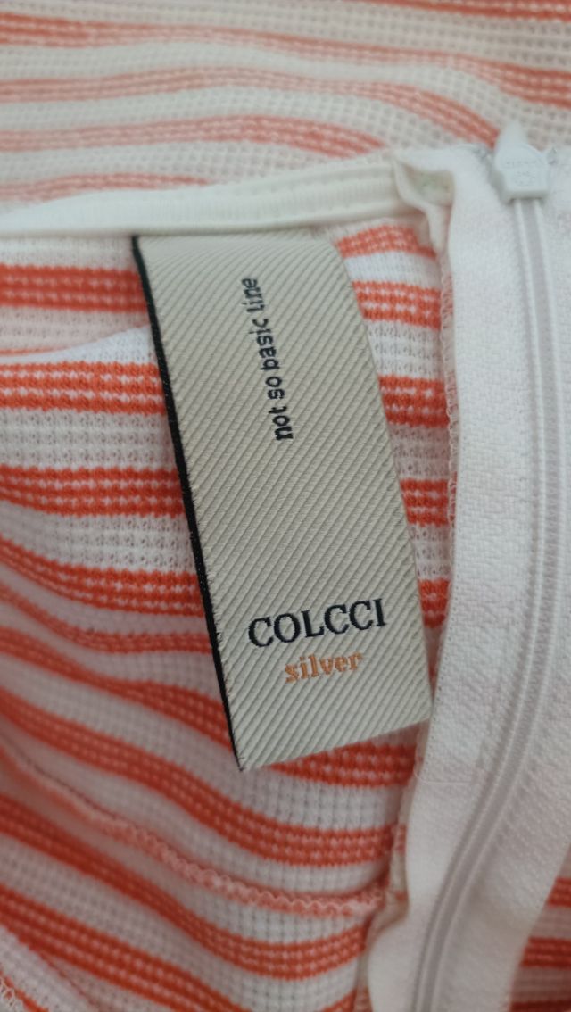 Vestido Colcci rayado naranja-blanco