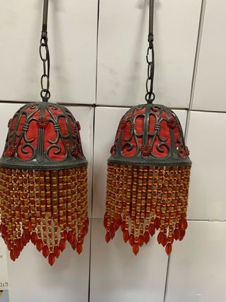 2 Tulipas lámparas vintage rojas-naranjas
