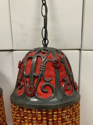 2 Tulipas lámparas vintage rojas-naranjas