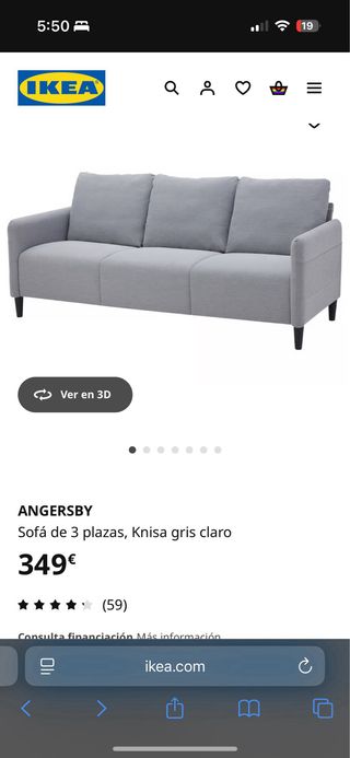 Sofá 3 plazas Ikea - Gris