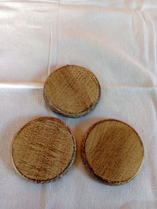 3 Sottobicchieri Vintage Legno Beige