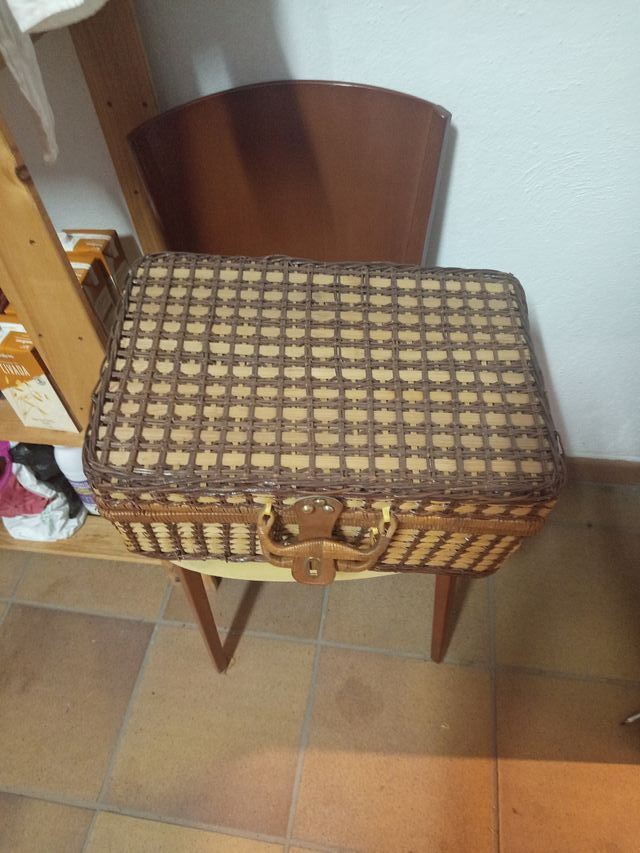Cesta picnic mimbre marrón