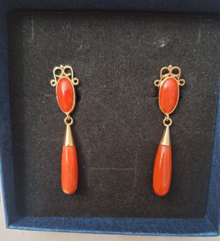 Pendientes coral rojo - oro