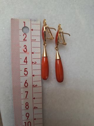 Pendientes coral rojo - oro