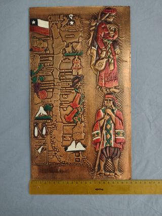 Mapa Chile en relieve, cobre